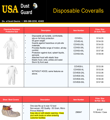 Coverall and Shoe Covers - Price List.