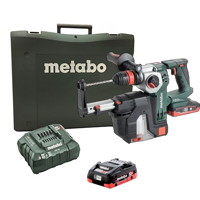 Metabo 1" SDS Rotary Hammer w Dust Extractor, 18 V w/ (2) batteries.