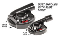 5" and 7" Dust Shrouds for Cup Wheels.  Universal fit, 1-1/2" and 2" vac ports.