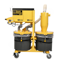 600 CFM Tandem Dust Bins - Collects 200+ lbs. of silica dust.
